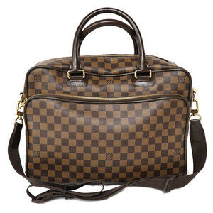 Louis Vuitton Ikar Damier Ebene Brown Bag Red Cerise Red Shoulder